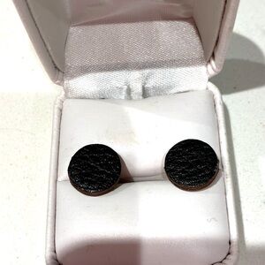 BUNDLE ITEM* Black LEATHER Stud Earrings